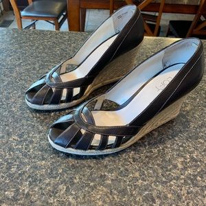 LOFT Brown Espadrille Wedge Sandals